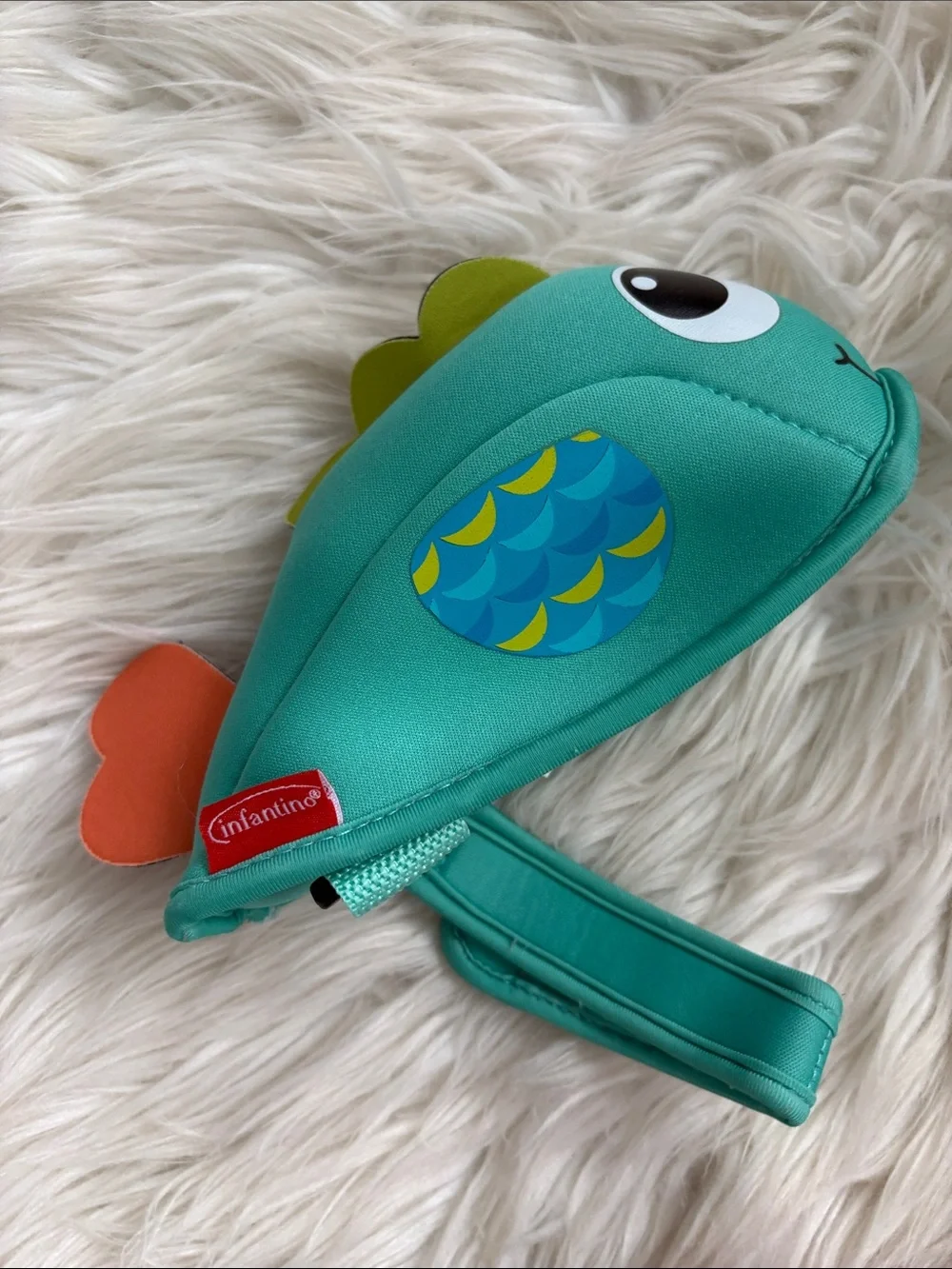 Infantino Teal Fish faucet Cover with Orange Tail and Green Fin for bath tub